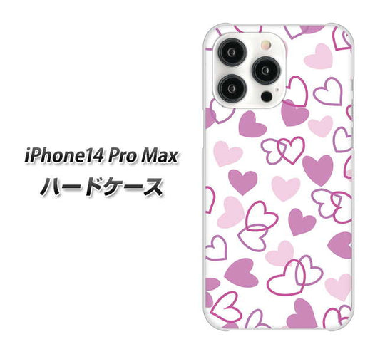 iPhone14 Pro Max 高画質仕上げ 背面印刷 ハードケース【VA928 ハートがいっぱい パープル】