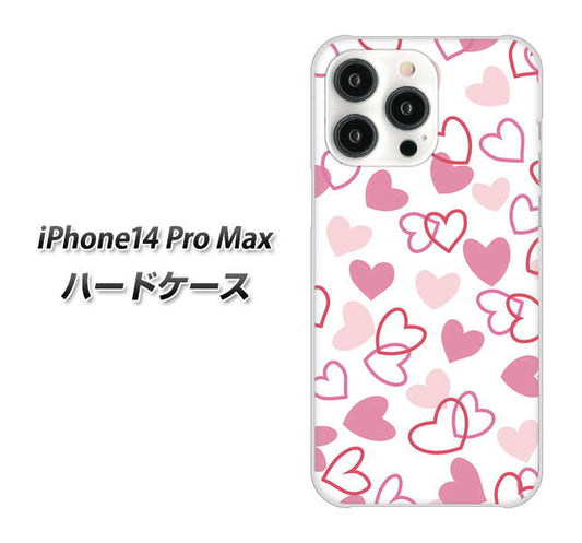 iPhone14 Pro Max 高画質仕上げ 背面印刷 ハードケース【VA929 ハートがいっぱい ピンク】