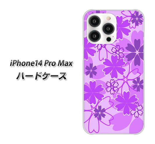 iPhone14 Pro Max 高画質仕上げ 背面印刷 ハードケース【VA960 重なり合う花 パープル】