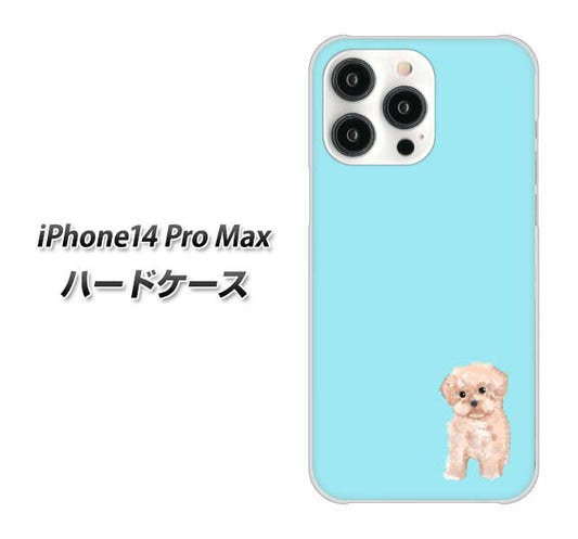 iPhone14 Pro Max 高画質仕上げ 背面印刷 ハードケース【YJ062 トイプードルアプリコット（ブルー）】