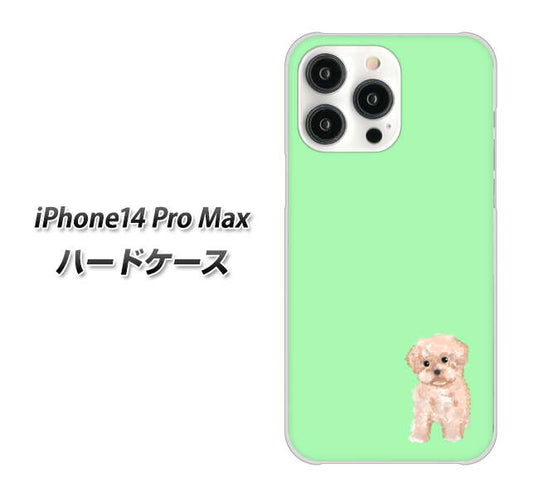 iPhone14 Pro Max 高画質仕上げ 背面印刷 ハードケース【YJ063 トイプードルアプリコット（グリーン）】