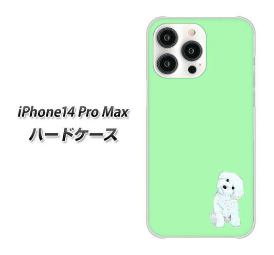iPhone14 Pro Max 高画質仕上げ 背面印刷 ハードケース【YJ071 トイプードルホワイト（グリーン）】