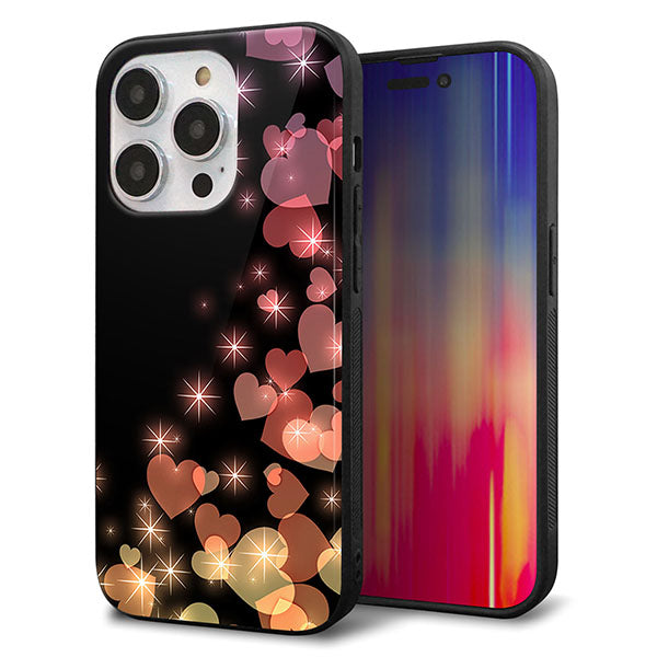iPhone14 Pro 強化ガラス＆TPUスマホケース ガラプリ【020 夜のきらめきハート】