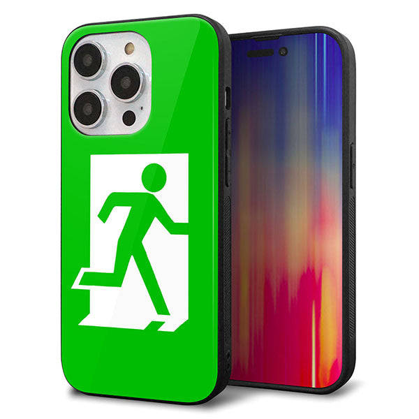 iPhone14 Pro 強化ガラス＆TPUスマホケース ガラプリ【163 非常口】