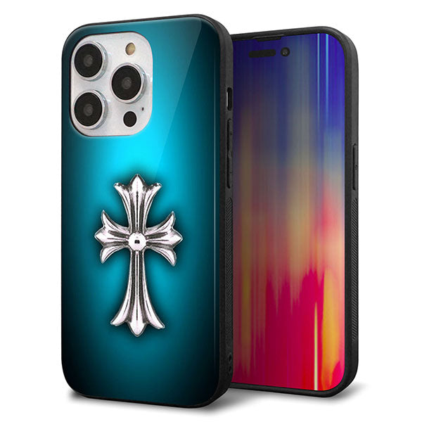 iPhone14 Pro 強化ガラス＆TPUスマホケース ガラプリ【334 クロスブルー】