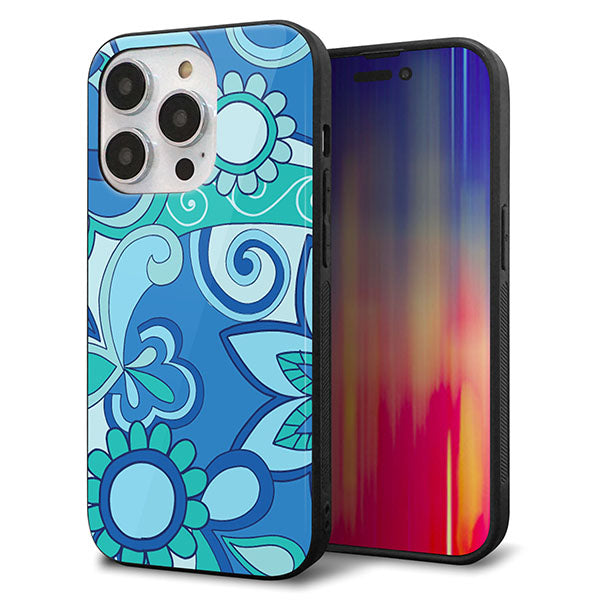 iPhone14 Pro 強化ガラス＆TPUスマホケース ガラプリ【409 ブルーミックス】