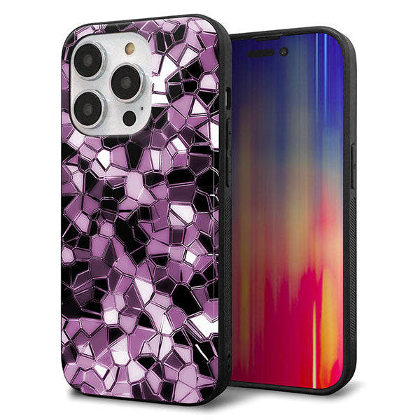iPhone14 Pro 強化ガラス＆TPUスマホケース ガラプリ【EK837 テクニカルミラーパープル】