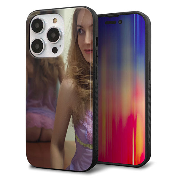 iPhone14 Pro 強化ガラス＆TPUスマホケース ガラプリ【KM886 ミラー】