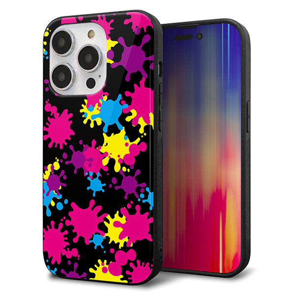 iPhone14 Pro 強化ガラス＆TPUスマホケース ガラプリ【MA877 ペイントブラック】