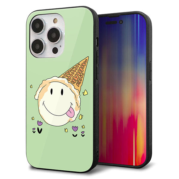 iPhone14 Pro 強化ガラス＆TPUスマホケース ガラプリ【MA902 アイスクリーム】