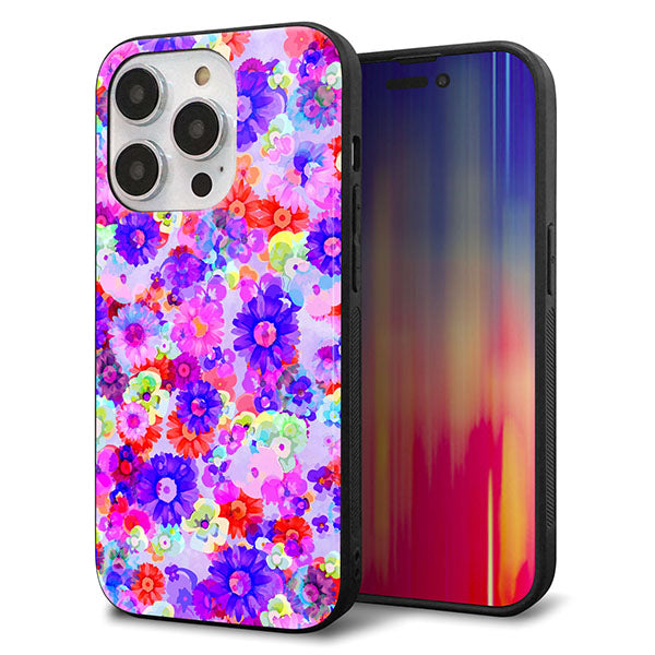 iPhone14 Pro 強化ガラス＆TPUスマホケース ガラプリ【SC868 リバティプリント フルールドパルファン（パープル）】