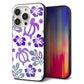 iPhone14 Pro 強化ガラス＆TPUスマホケース ガラプリ【SC878 ハワイアンアロハホヌ（パープル）】