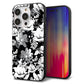 iPhone14 Pro 強化ガラス＆TPUスマホケース ガラプリ【SC913 花柄モノトーン 02】