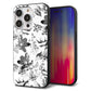 iPhone14 Pro 強化ガラス＆TPUスマホケース ガラプリ【SC914 花柄モノトーン 03】