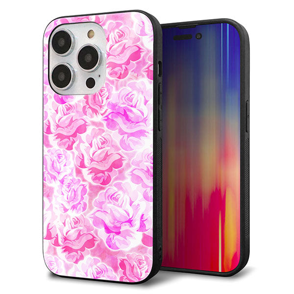 iPhone14 Pro 強化ガラス＆TPUスマホケース ガラプリ【SC928 ローズ ピンク】