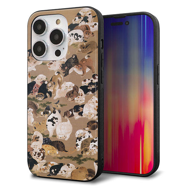 iPhone14 Pro 強化ガラス＆TPUスマホケース ガラプリ【TA008 百犬】