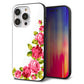iPhone14 Pro 強化ガラス＆TPUスマホケース ガラプリ【VA825 バラのフレーム(白)】