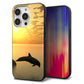 iPhone14 Pro 強化ガラス＆TPUスマホケース ガラプリ【VA845 夕暮れのドルフィン】