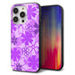 iPhone14 Pro 強化ガラス＆TPUスマホケース ガラプリ【VA960 重なり合う花 パープル】