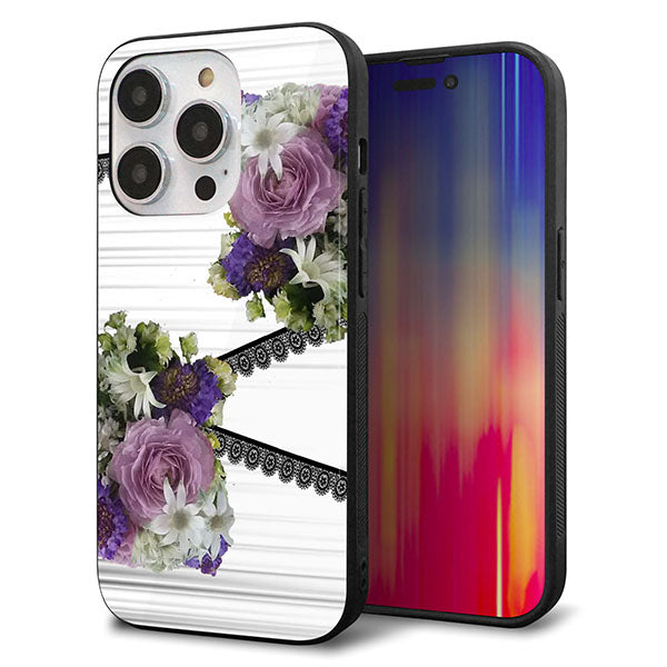 iPhone14 Pro 強化ガラス＆TPUスマホケース ガラプリ【YI888 フラワー９】