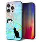 iPhone14 Pro 強化ガラス＆TPUスマホケース ガラプリ【YJ329 魔法陣猫 キラキラ パステル】