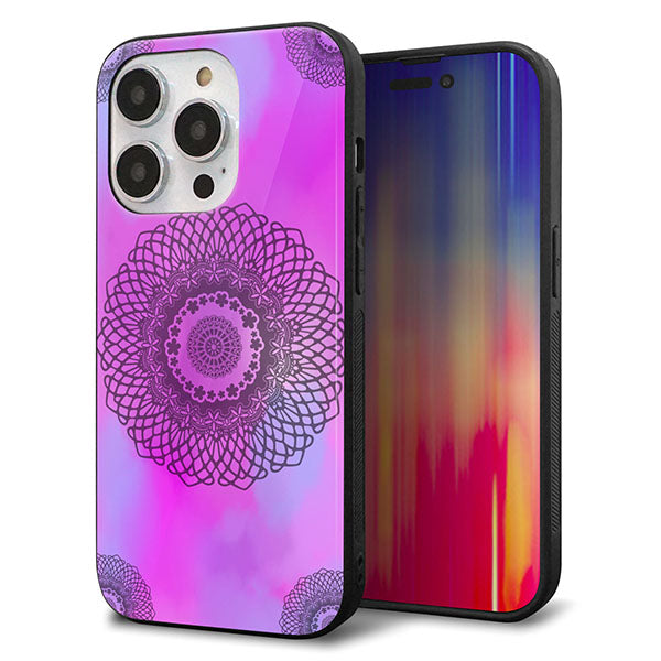 iPhone14 Pro 強化ガラス＆TPUスマホケース ガラプリ【YJ344 レース】