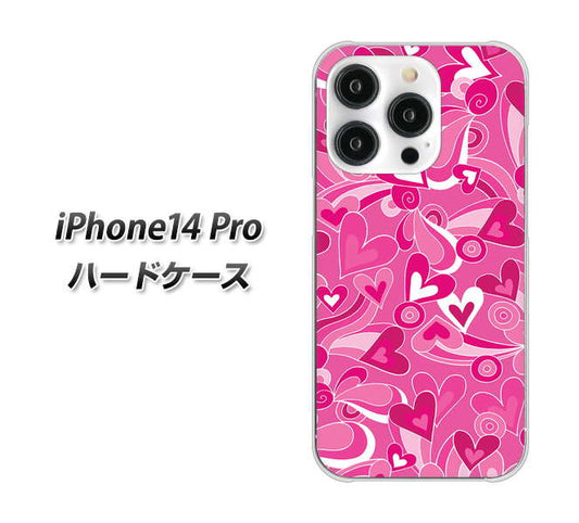 iPhone14 Pro 高画質仕上げ 背面印刷 ハードケース【383 ピンクのハート】