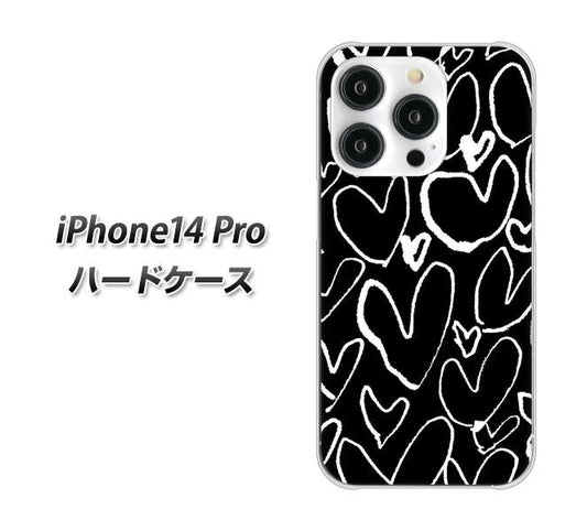iPhone14 Pro 高画質仕上げ 背面印刷 ハードケース【1124 ハート BK＆WH】