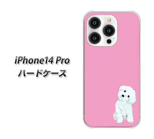 iPhone14 Pro 高画質仕上げ 背面印刷 ハードケース【YJ069 トイプードルホワイト（ピンク）】