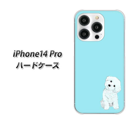 iPhone14 Pro 高画質仕上げ 背面印刷 ハードケース【YJ070 トイプードルホワイト（ブルー）】