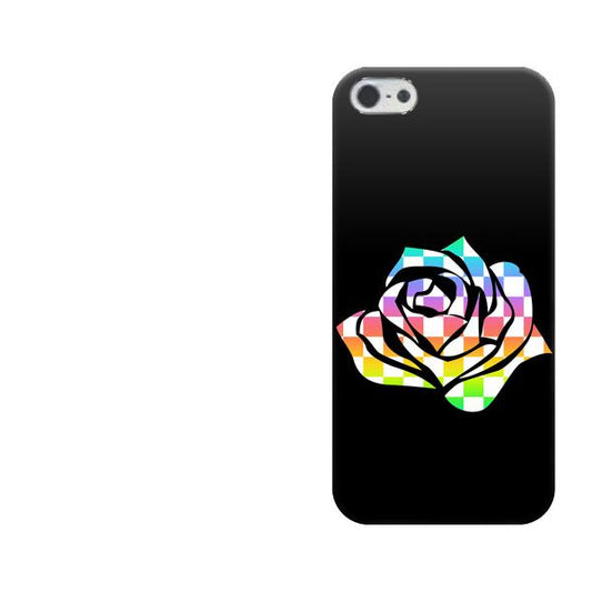 iPhone5/iPhone5s 高画質仕上げ 背面印刷 ハードケース【1190 カラフルチェックのバラ】