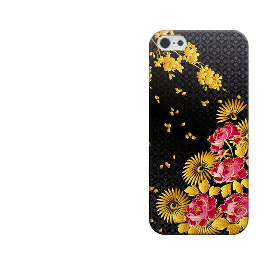 iPhone5/iPhone5s 高画質仕上げ 背面印刷 ハードケース【1226 牡丹と菊へ降る桜】
