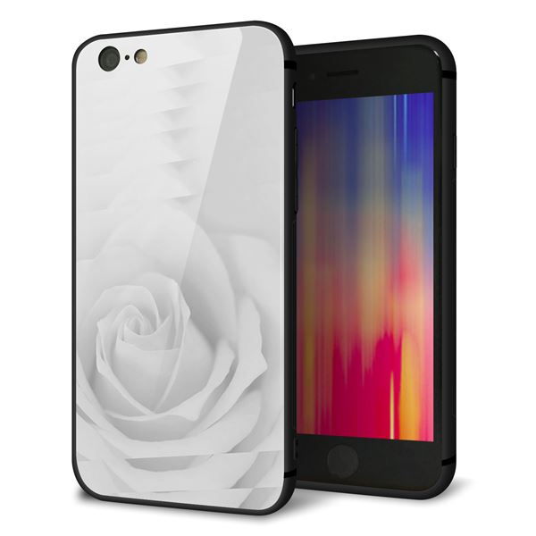 iPhone6 強化ガラス＆TPUスマホケース ガラプリ【402 ホワイトＲｏｓｅ】