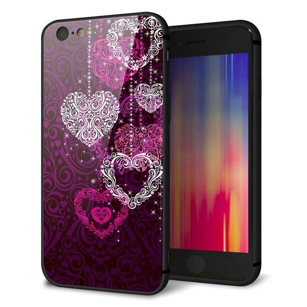 iPhone6 強化ガラス＆TPUスマホケース ガラプリ【468 ハートのシャンデリア】