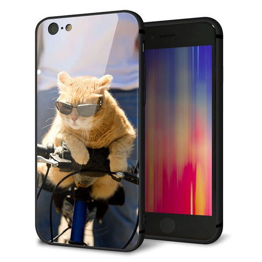 iPhone6 強化ガラス＆TPUスマホケース ガラプリ【595 にゃんとサイクル】