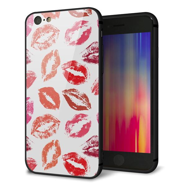 iPhone6 強化ガラス＆TPUスマホケース ガラプリ【734 キスkissキス】