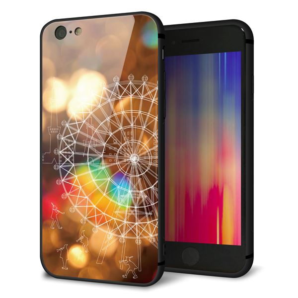 iPhone6 強化ガラス＆TPUスマホケース ガラプリ【KM884 観覧車と笛吹】