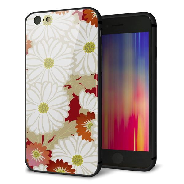iPhone6 強化ガラス＆TPUスマホケース ガラプリ【YJ322 和柄 菊】