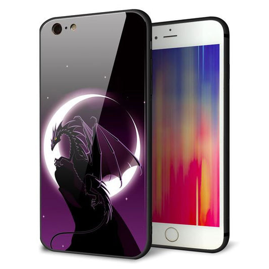 iPhone6 PLUS 強化ガラス＆TPUスマホケース ガラプリ【037 三日月とドラゴン】