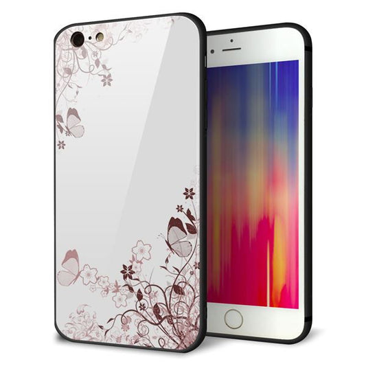 iPhone6 PLUS 強化ガラス＆TPUスマホケース ガラプリ【142 桔梗と桜と蝶】