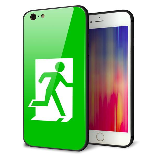 iPhone6 PLUS 強化ガラス＆TPUスマホケース ガラプリ【163 非常口】