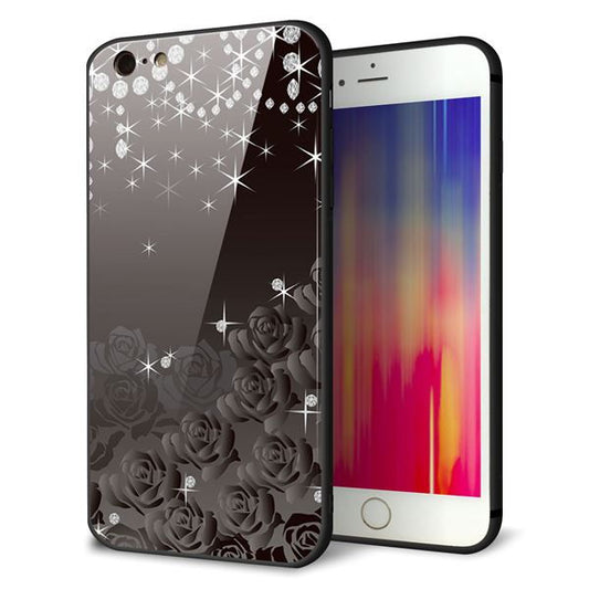 iPhone6 PLUS 強化ガラス＆TPUスマホケース ガラプリ【327 薔薇とダイヤモンド】