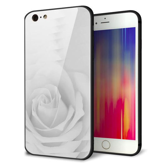 iPhone6 PLUS 強化ガラス＆TPUスマホケース ガラプリ【402 ホワイトＲｏｓｅ】