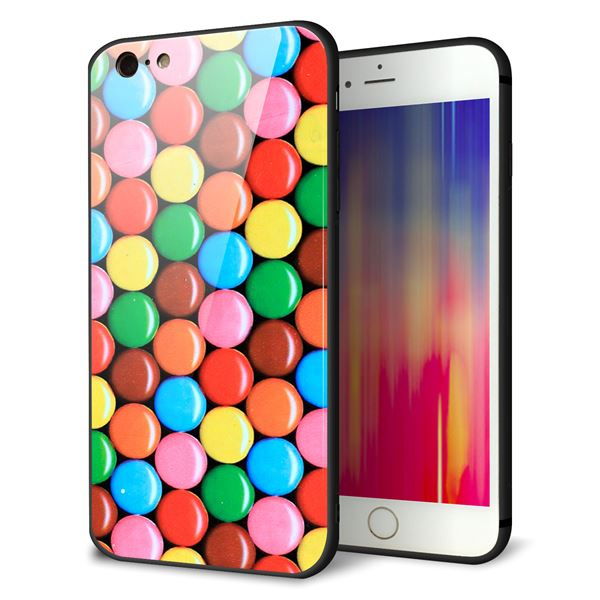 iPhone6 PLUS 強化ガラス＆TPUスマホケース ガラプリ【448 マーブルチョコ】