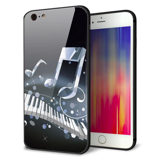 iPhone6 PLUS 強化ガラス＆TPUスマホケース ガラプリ【575 鍵盤に踊る音】