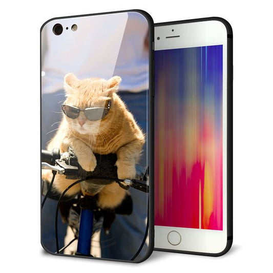 iPhone6 PLUS 強化ガラス＆TPUスマホケース ガラプリ【595 にゃんとサイクル】
