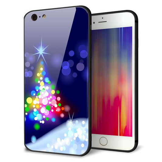 iPhone6 PLUS 強化ガラス＆TPUスマホケース ガラプリ【720 白銀のクリスマスツリー】