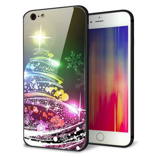 iPhone6 PLUS 強化ガラス＆TPUスマホケース ガラプリ【722 レインボークリスマス】