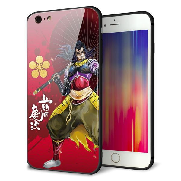 iPhone6 PLUS 強化ガラス＆TPUスマホケース ガラプリ【AB806 前田慶次 イラストと家紋】