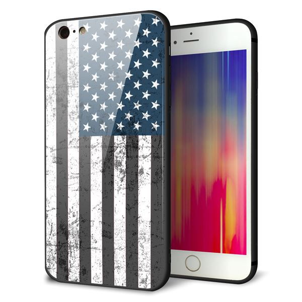 iPhone6 PLUS 強化ガラス＆TPUスマホケース ガラプリ【EK864 アメリカンフラッグビンテージ】
